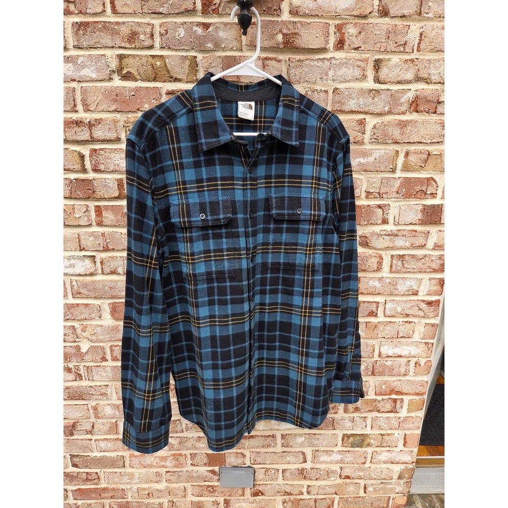 NWOT-The North Face Arroyo Flannel Shirt Mens L Blue Black Plaid LS  Pockets - Picture 2 of 6